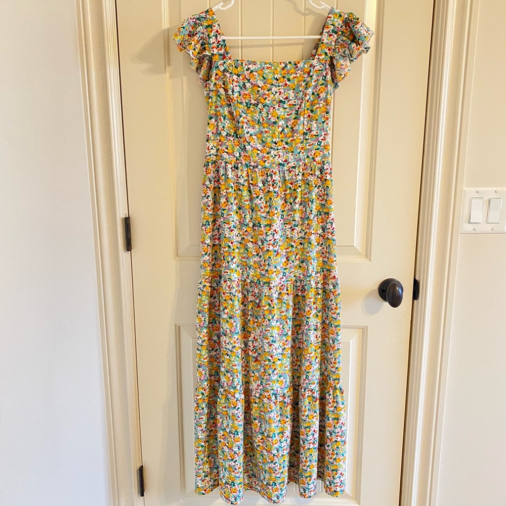 Floral Ruffle Sleeve Maxi Dress